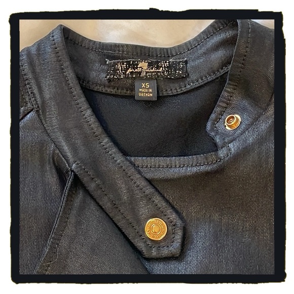 💕Very Sharp Looking 7 For All Mankind Black Wax Coated Moto Jacket💕 - Picture 8 of 13